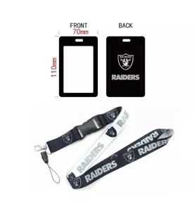 Las Vegas Raiders SCHLÜSSELBAND und ID Tag Halter NEU Fußball Fan Dekor Oakland - Bild 1 von 2
