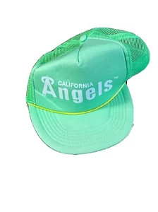 Vintage 🔥🔥🔥California Angels Neon Green Flat Braided Snapback Baseball Cap - Picture 1 of 5