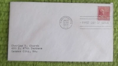 FDC #847*1/30/39* Pres. TYLER 10c Vert Coil Stamp*1939 President series - Image 1 of 2