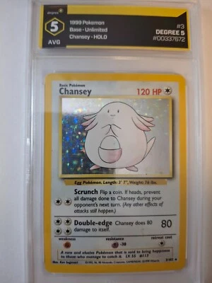 Chansey 3/130 Holo Rare Excellent Base Set Degree 5 Pokemon Card Vintage graded - Image 1 of 3