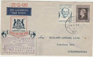 Cubierta de correo aéreo Países Bajos, 1946. Hulst a Johannesburgo. Vuelo especial - Imagen 1 de 2