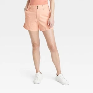 A New Day Women's High-Rise Everyday Chino Shorts Peach Orange Size 2 - Picture 1 of 5