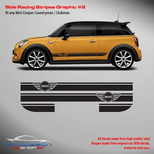 Mini Cooper Racing Stripes Graphics Decals - Picture 1 of 3