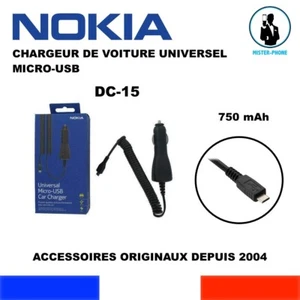 CHARGEUR NOKIA DC-15 VOITURE UNIVERSEL ORIGINAL 750mAh MICRO-USB EN BLISTER - Photo 1 sur 4