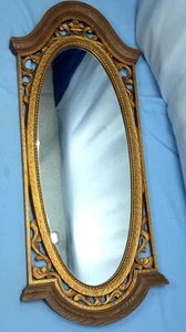 Large Hollywood Regency Syroco Gold Oval Mirror 33" x 14" Rectangle Wall - Picture 1 of 3