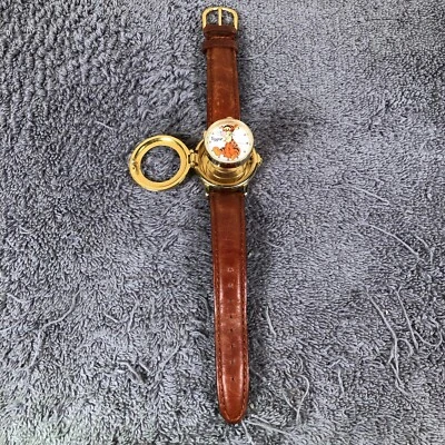 Vintage Disney Women Pop Out Tiger Brown Leather Quartz Analog 34mm Watch 7 1/2" - Image 1 of 4