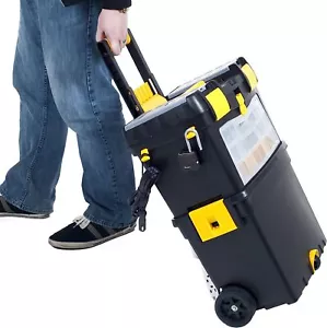 Rolling Tool Box Portable Workshop Garage Durable Resin Chest Storage Organizer - Picture 1 of 12