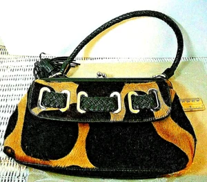 Adrienne Vittadini Animal Print Calf Hair & Leather Satchel Bag - Picture 1 of 8