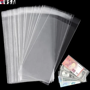 200Pcs Currency Sleeves Paper Money Bill Holder Banknote Storage Protector Case - Picture 1 of 13