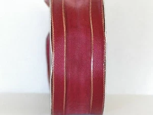 #9 Wired Sheer Burgundy With Gold Trim Ribbon 1 1/2" X 25 yards !! "Duchess"   - Picture 1 of 3