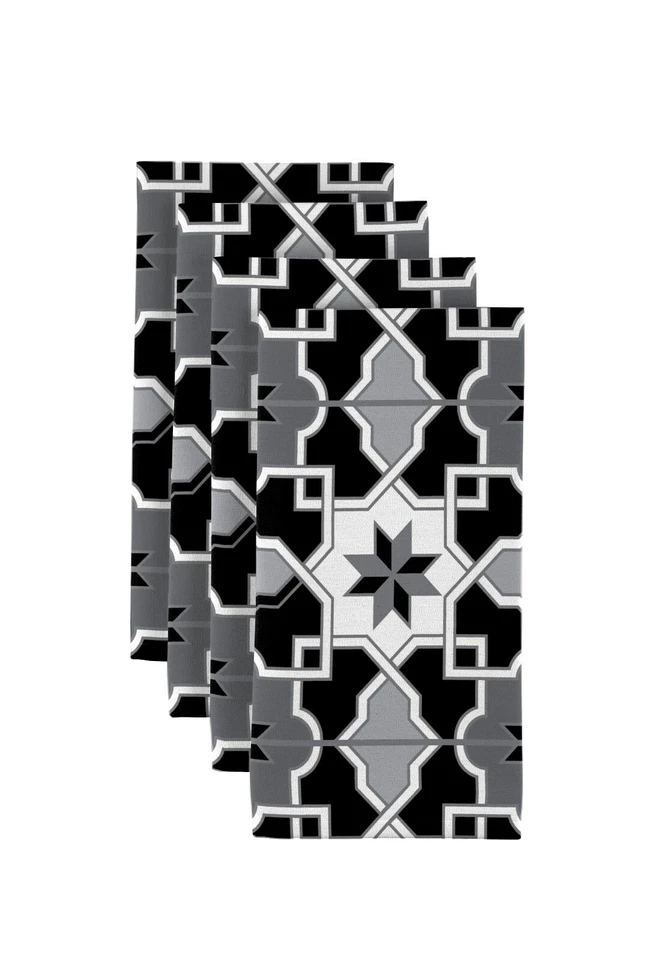 Black & Gray Mosaic 18" x 18" Napkins 1 Dozen  - Image 1 of 1