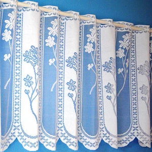 Quality Heavy Floral Panel White Cafe Net Sold By The Metre. 12", 18", 24" Drops - Picture 1 of 3