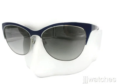 New Giorgio Armani Semi Rimless Silver Matte Blue Sunglasses AR6019 306211 57  — 第 1/4 张图片