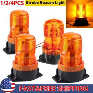 1-4x Emergency Warning strobe lights 30 LED Amber Beacon Flashing Forklift Truck - Picture 1 of 16