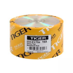 500 TIGER Brand Duplication Grade 16X Shiny Silver Top Blank DVD-R Disc 4.7GB - Picture 1 of 2