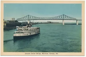 S.S. St Lawrence Montreal Quebec QC Jacques Cartier Bridge barco de vapor PECO - Imagen 1 de 2
