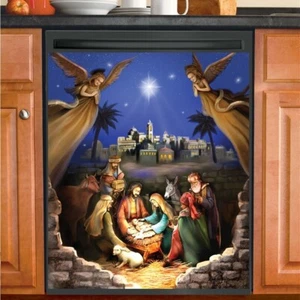 Anniversary Birthday Gifts Her Nativity Scene Kitchen Dishwasher Magnet Cover - Picture 1 of 2
