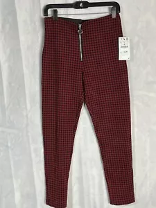 Zara Red Woman’s L checkered Skinny Pants Inseam-25” Waist-28 “ - Picture 1 of 11