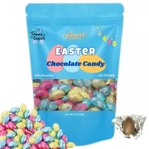 Easter Chocolate Eggs Solid Rich Gourmet Candy Individually Wrapped, Milk Chocol - Picture 1 of 6