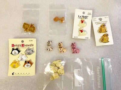 20 Unique Decorative Cat Buttons-12 Two-Hole Buttons +8 Shank Buttons-All New - Image 1 of 3