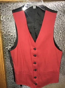 Vintage rote Wendeweste schwarz Wolle Gabardine Knopfleiste Schnalle hinten 38 - Bild 1 von 10