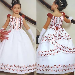 NWT Satin All White Flower Girl Dress Pageant Gown Communion Dress Size 12 - Picture 1 of 4