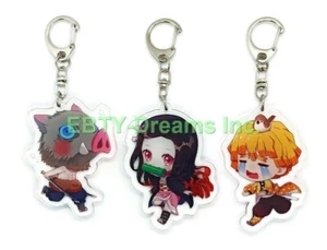 3er Set Dämon Anime Acryl Schlüsselanhänger Zenitsu Inosuke Nezuko v2 - Bild 1 von 2