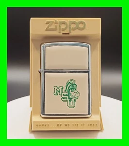 Rare UNFIRED Vintage Michigan State University Spartan MSU Zippo Lighter w/ Box - Picture 1 of 16