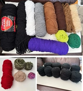 Lot 2.75 lbs Red Heart Assorted Yarn Black Purple Brown Red Green White Gray Tan - Picture 1 of 21