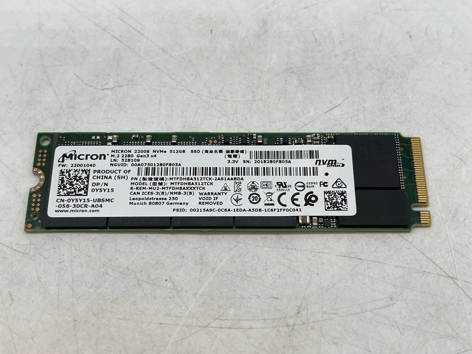 Micron 2200S MTFDHBA512TCK 512GB M.2 NVME SSD Solid State Drive GRADE A FREE S/H - Image 1 of 3