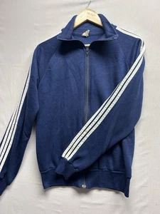 Vintage 1980s Kids XL 18/20 Navy Blue Warmup Track Jacket 3 Stripe Old School - Picture 1 of 6