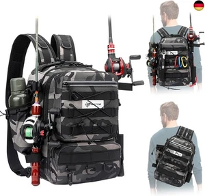 QKTYB Große Angeltasche mit Rutenhalter, Wasserdichter Angelrucksack mit - Bild 1 von 7
