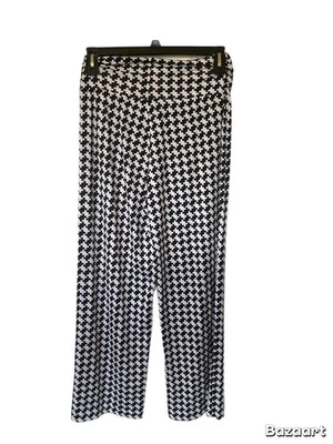 Women's Mud Pie Palazzo High Waist Pants Houndstooth Black/ White  Size S - Image 1 of 3