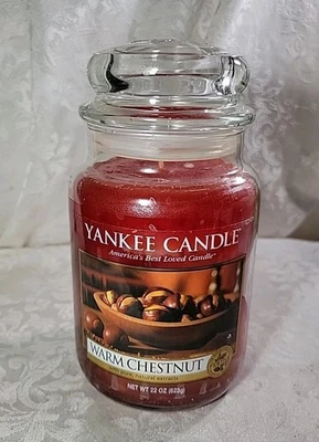 Tarro grande Yankee Candle Warm Chestnut - Etiqueta clásica - Etiqueta defectuosa - NUEVO Foto 1 de 4