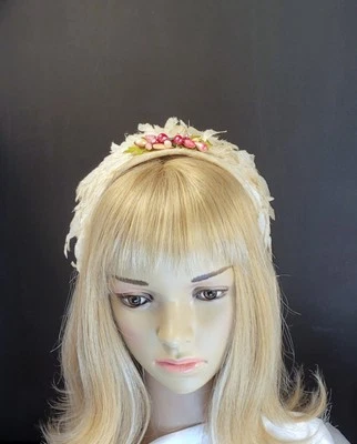 Sombrero blanco vintage años 50-60, medio sombrero blanco de mediados de siglo, sombrero de iglesia blanco Foto 1 de 4