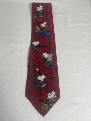 NWT Peanuts Snoopy & Friends Stock Market Silk Tie Made In USA Red/ Maroon  - Image 1 of 4