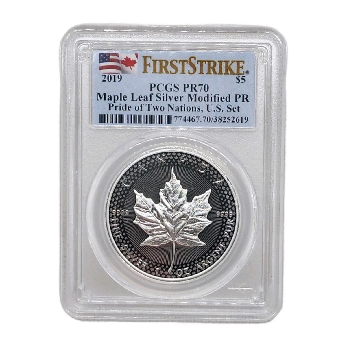 Canadian Maple Leaf PR 70 Graded 2019 Silver Bullion Coins for