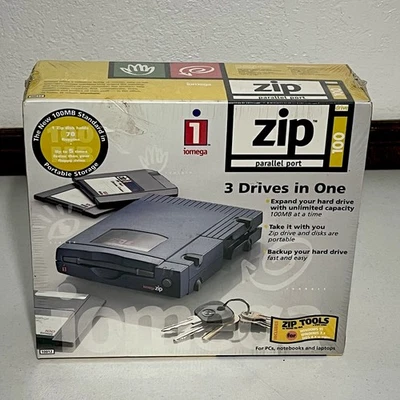 iomega Zip 100 новый параллельный порт внешний диск запечатанный 3 дисков в одном 10012 - Изображение 1 из 4