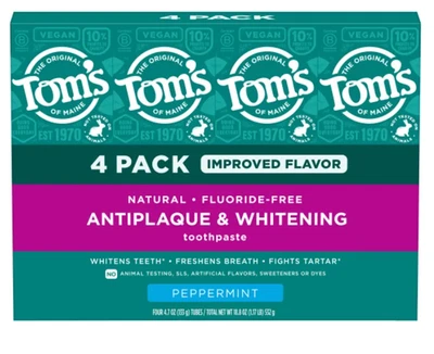 Tom's of Maine Antiplaque and Whitening Toothpaste, 4.7 oz, 4-pack - Image 1 of 4