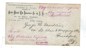 Adams Express, New York to Frankfort KY, James D Fish Insurance - Picture 1 of 2