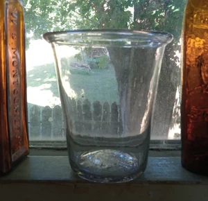 1840s EARLY PONTILED DIP MOLD BLOWN JELLY JAR WITH ROLLED RIM 4 1/8"LARGE SIZE - Picture 1 of 9