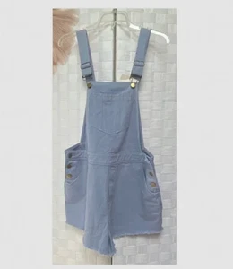Neu mit Etikett & Merci En Merci 100 % Baumwolle Denim ausgefranster Overall mit Taschen Strampler Shorts Gr. L - Bild 1 von 6