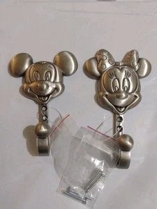 Disney Mickey Mouse & Minnie Pewter Wall Hook Coat Towel Hanger 5"Lx3"W Solid - Picture 1 of 7