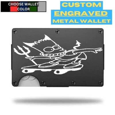 Custom BART SIMPSON #4 Laser Engraved Wallet - Pick A Wallet Color - Image 1 of 4