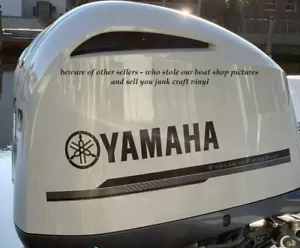 Yamaha Outboard Aufkleber Aufkleber Kit Marine Vinyl schwarz mit Kohlefaser - Bild 1 von 1