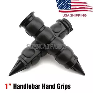 Black 1" Handlebar Hand Grips For Yamaha Raider Road Star XV 1900 1700 1600 - Picture 1 of 5