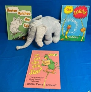 Dr Seuss Plush Horton(Kohl's Care & 3 Books Lorax, Horton Hatches & Can You Say - Picture 1 of 9