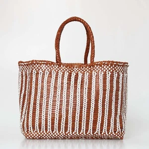 Bolso de Mano Dragon Diffusion Bali Basket Big 8852 Cuero Marrón Tostado Blanco Japón - Imagen 1 de 5