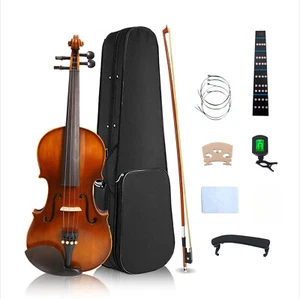 3/4 Acoustic Violin Handmade 4 String Violin for Student Beginners with Case Bow - Picture 1 of 14