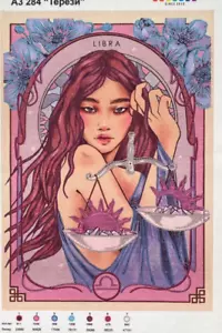 Signo del zodiaco Libra imagen bordada juego de bordar bordado con cuentas Preciosa A3284 - Imagen 1 de 11